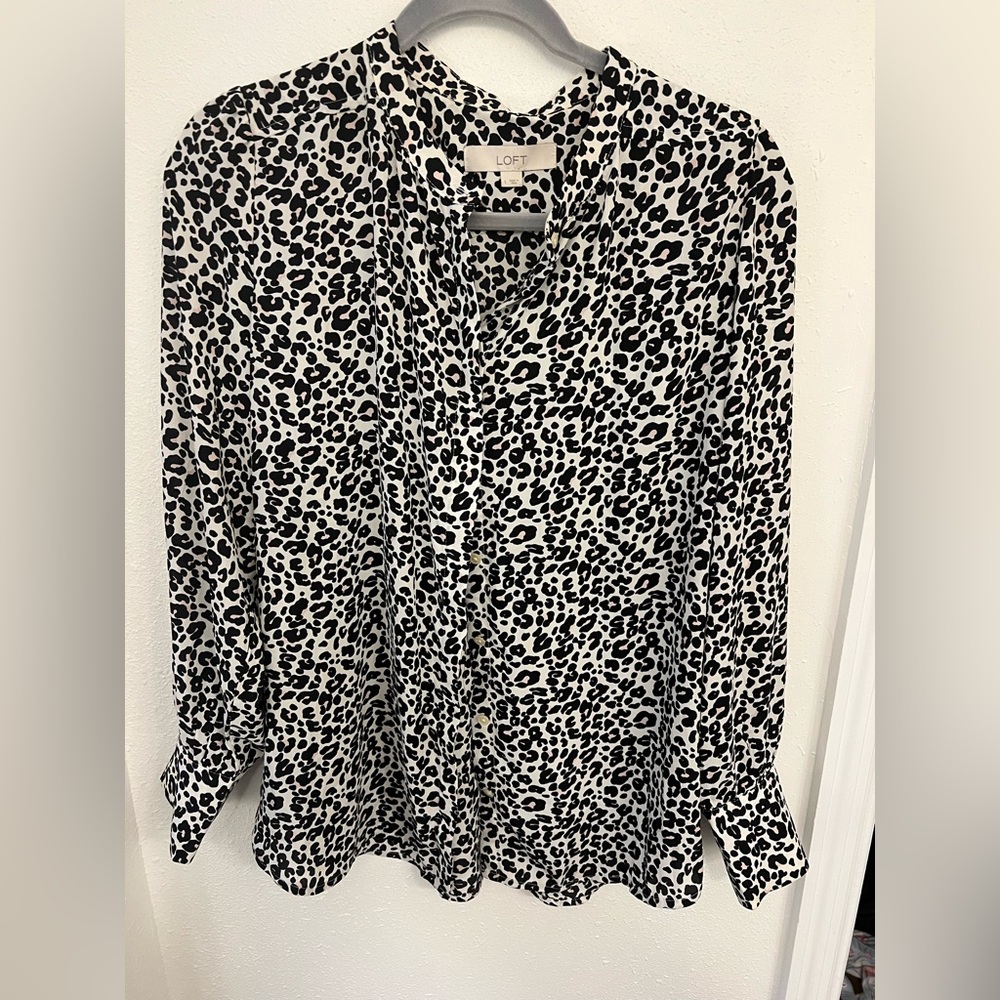 Loft Tops Ann Taylor Loft Cheetah Print Blouse. Size L